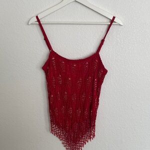 Bebe crotchet sequin red top and skirt set small